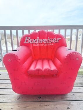 NEW Vintage Red Budweiser Huge Inflatable Cooler Chair Sofa 1990s Rare! Man Cave
